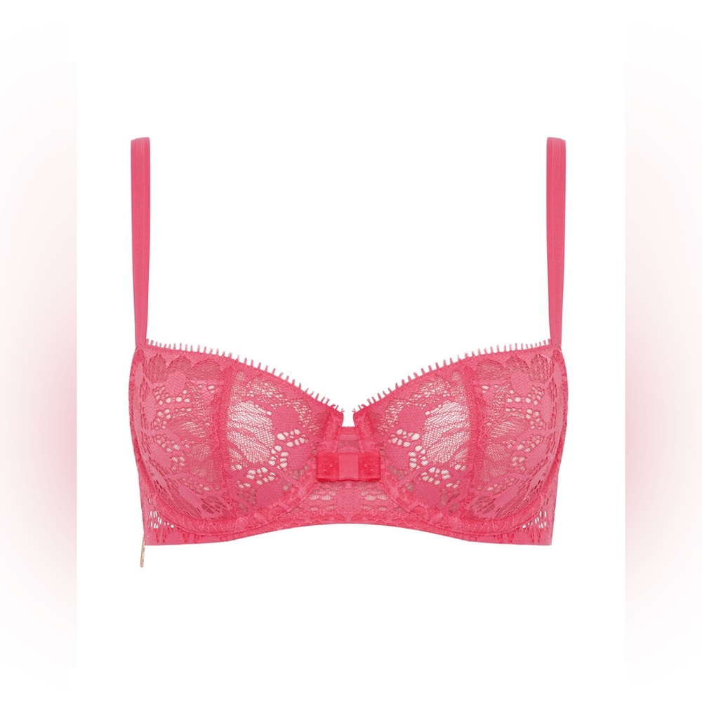 NWT! Chantelle Day to Night Unlined Lace Demi Bra Lingerie Rose Amour Size 36B